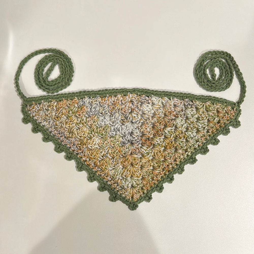 Handmade Green and Yellow Crochet Bandana